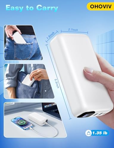 Massive 50000 m Ah Portable Power Bank with 22.5 W Fast Charging – Lightweight USB-C External Battery Pack with LED Display for i Phone 16/15/14/13 Pro, Android, and Samsung Galaxy – Ultimate Travel Companion for Non-Stop Charging