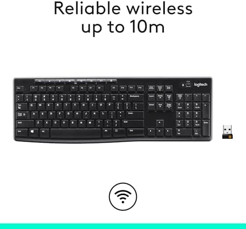 Logitech K270 Wireless Keyboard – Full-Size, 2.4 GHz Connectivity, 8 Multimedia Keys, 2-Year Battery Life, Stylish Rose Color for PCs and Laptops – Ultimate Comfort and Reliability for Productive Workspaces