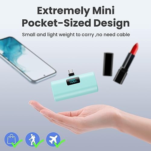 Dual-Pack Portable Power Bank for i Phone 16 Series – 5200 m Ah Fast Charging USB-C Battery Pack with Built-in Connector for i Phone 16/16 Plus/16 Pro/16 Pro Max/15 Series, Samsung & Android Devices – Lightweight Travel Charger for On-the-Go Convenience