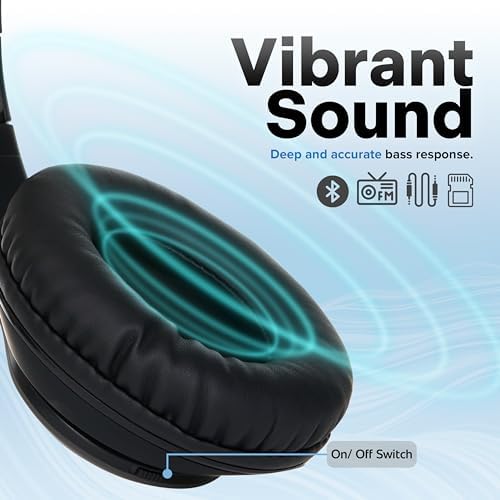 Revolutionize Your Listening Experience with i Joy Wireless Over-Ear Bluetooth Headphones – Foldable Design, Built-in Microphone, FM Radio & Micro SD Slot for Ultimate Versatility in Striking Orange – Exceptional Sound Quality for Music Lovers and Gamers of All Ages