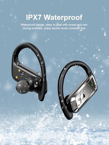 Advanced Bluetooth 5.4 Wireless Earbuds with 53 Hours Extended Playtime – Sports-Ready, Sweat-Resistant Headphones Featuring LED Battery Indicator, Built-In Microphone for Crystal Clear Communication and Gaming Performance – Ergonomic Over-Ear Design for Maximum Stability and Comfort