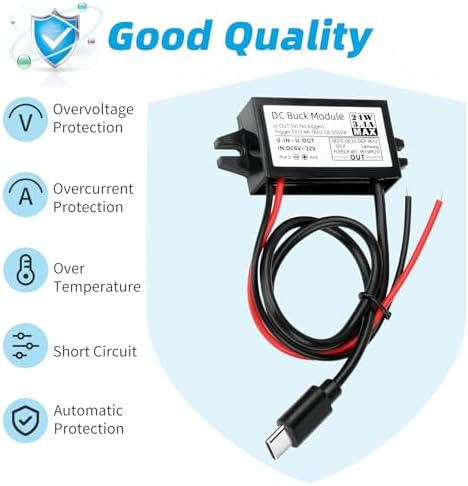 Aideepen Dual-Pack 24 W DC-DC Converter Module – High-Efficiency 12 V/24 V to 5 V USB-A Car Charger for Rapid Device Charging and Universal Compatibility in Automotive Applications