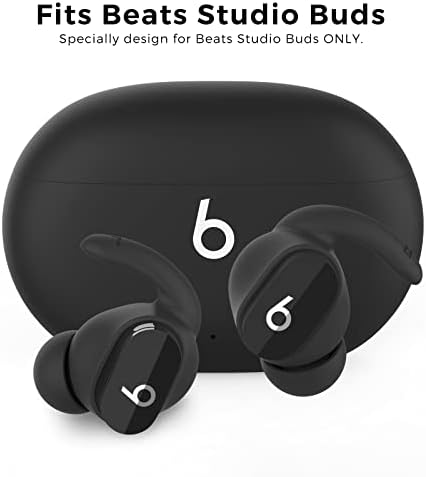 Aha Style Silicone Ear Hooks for Beats Studio Buds 2021 – 3 Pairs of Anti-Slip Covers for Ultimate Comfort and Secure Fit – Perfect for Running and Active Lifestyles – Classic Black Earbud Accessories Enhancing Audio Experience Without Charging Case Compatibility