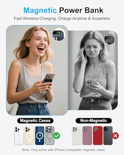 Asper X Mag Safe 10,000 m Ah Portable Power Bank – Dual Charging Solutions with 15 W/22.5 W Fast Charging, Smart LED Power Display, Built-in USB-C Cable & Compact Design for i Phone 16/15/14/13/12 & Galaxy S25 – Ultimate Travel Companion for Efficient Power Management