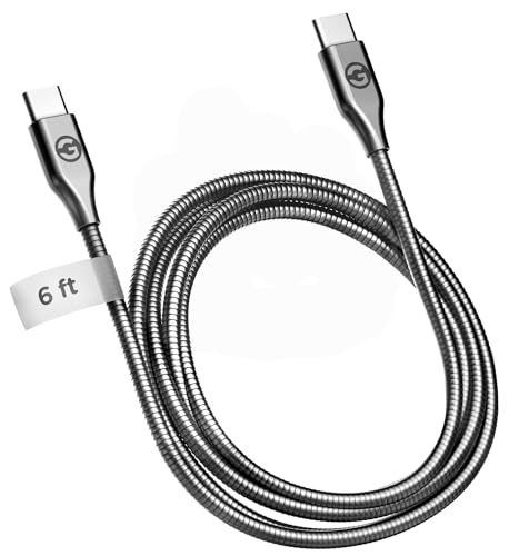 10 Ft Heavy-Duty Alloy-Braided USB-C Charger Cable for Fast Charging (60 W) – Premium Metal Construction for Samsung & i Phone Devices (Gunmetal) – Unmatched Durability and Flexibility for Everyday Use