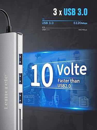 Unlock Seamless Multitasking with the Lemorele 8-in-1 USB C Hub Adapter – Featuring 4 K HDMI Output, 100 W Fast Charging, and USB 3.0 High-Speed Transfers for Ultimate Device Connectivity – Compact & Stylish Design Perfect for Mac Book Pro, XPS, Chromebook, and More
