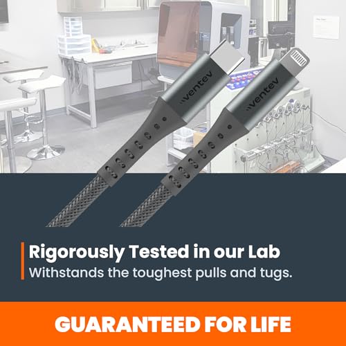 Ventev Helix 14-Inch Expandable i Phone Charging Cable | Tangle-Free Coiled USB-A to Lightning Cord | MFi Certified Fast Charger for Seamless Car Use | Durable Gray Design for Enhanced Compatibility and Efficiency