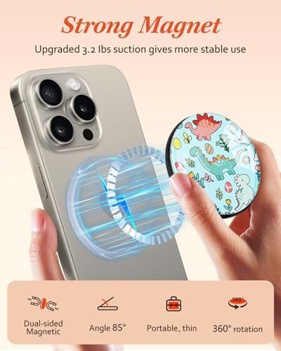 Adorable Cartoon Mag Safe-Compatible Phone Grip Stand – Lightweight Kickstand Ring Holder for Enhanced Usability – Perfect Accessory for i Phone 16/15/14/13/12 with Playful Design for Women and Girls – Durable, Easy-to-Install Magnetic Phone Accessory