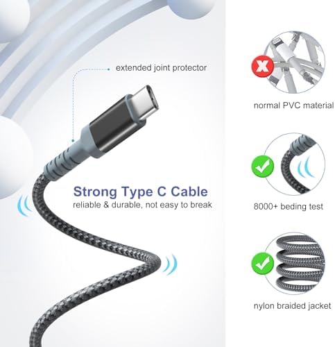 Excgood 10 ft Adaptive Fast Charging Wall Charger & USB C Cable – Dual Pack for Galaxy S25/S24/S23 Ultra, Android Phones – High-Speed Power Delivery & Extended Reach, Durable Black Design – Ultimate Charging Solution for On-the-Go Users