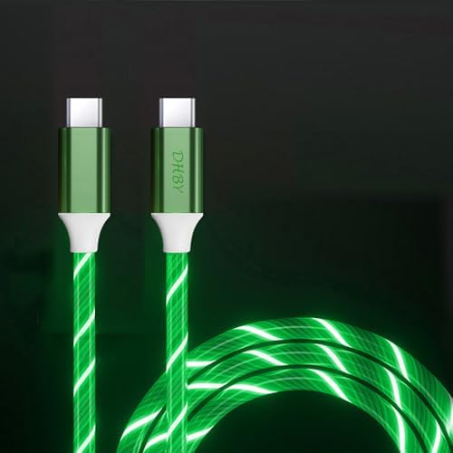 USB Type C to Type C PD Fast Charging Cable Phone Charger High Data Speed Visible Light Up Green Current Flowing for All USB C Device-USB C to C Green 39Inches – Enhanced Compatibility and Speed