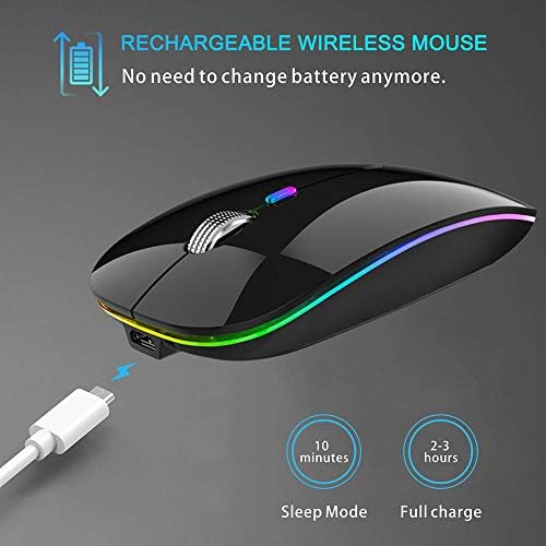 TENMOS Sleek LED Bluetooth Mouse – Ultra-Quiet Rechargeable Wireless Mouse with Type C Adapter for Laptops, Mac Books & i Pads – Bluetooth 5.1 & 2.4 GHz Universal Compatibility in Vibrant Blue – Perfect for Home, Office, and On-the-Go Productivity