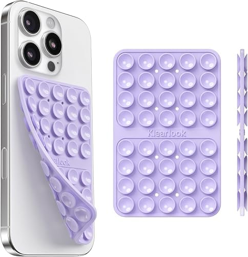 Klearlook 4-Pack Silicone Suction Cup Phone Mount – Creative Hands-Free Phone Grip for Stunning Selfies & Videos in Clear, Light Pink, Hot Pink, and Lavender – Innovative Double-Sided Suction Technology for Wide Compatibility – Premium Durable Design for Effortless Content Creation and Easy Maintenance