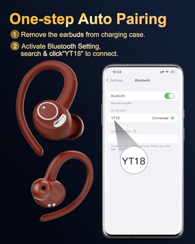 Unleash Your Potential with Jesebang Bluetooth 5.3 Wireless Sport Earbuds – Superior Hi-Fi Audio, 40-Hour Playtime, and IPX7 Waterproof Design for Ultimate Performance – Ergonomic Secure Fit for Uninterrupted Comfort During Running and Outdoor Adventures – Perfect for Fitness Enthusiasts and Music Aficionados