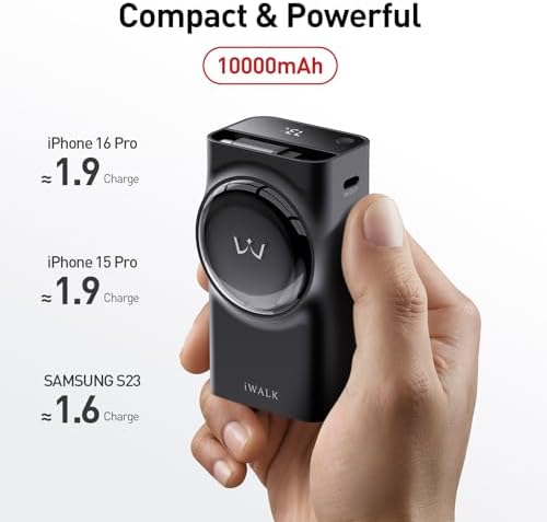 Ultimate i WALK 10000 m Ah Power Bank – 30 W Fast Charging USB-C Portable Charger with Integrated 2.3 ft Retractable Cable, Triple Output Ports for i Phone 16/15, Samsung Galaxy S25/24, and i Pad – Compact, Durable, and Travel-Ready Charging Solution