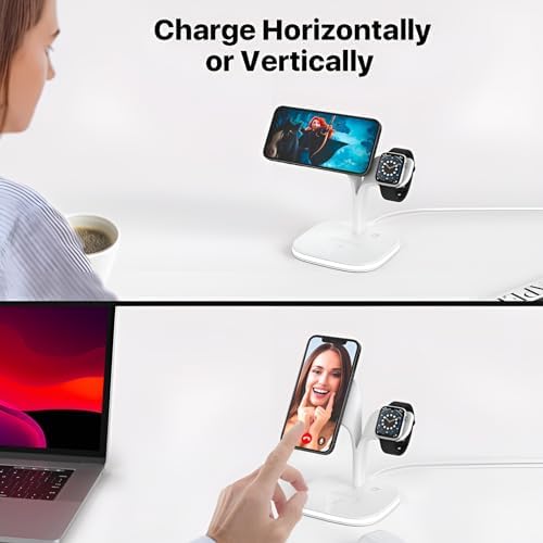 Ultimate 3-in-1 Portable Wireless Charger Stand for Apple Devices – Fast Charging Station for i Phone 15/14/13/12, Apple Watch Series 1-9/Ultra & Air Pods Pro, Sleek & Travel-Friendly Design for On-the-Go Power Management
