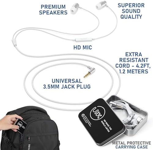 Uli X Rider Premium Wired Earbuds with Microphone – Superior Noise-Isolating In-Ear Headphones for i Phone & Samsung – Tailored Comfort for Small Ears – Ideal for Students, Professionals, & Kids – Tangle-Free Audio Cable for Seamless Use – Enhanced Sound Quality with 5-Year Warranty – Lightweight & Durable Design for All-Day Listening – Perfect for Music Lovers & Active Lifestyles