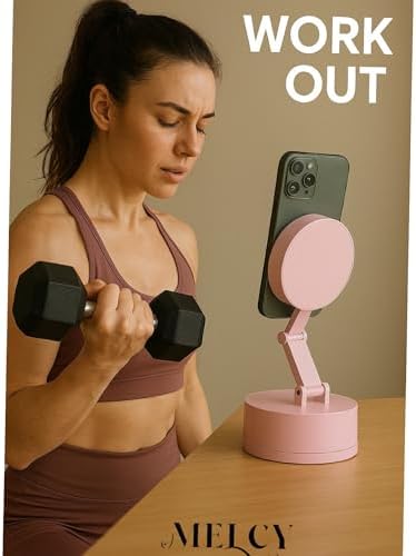 Adjustable Phone Stand with On/Off Switch, 360° Rotation, Fordable and Portable with Multipurpose Phone Holder for Car, Home, Office Available in Black, White, Pink (White) – Enhanced Compatibility and Speed