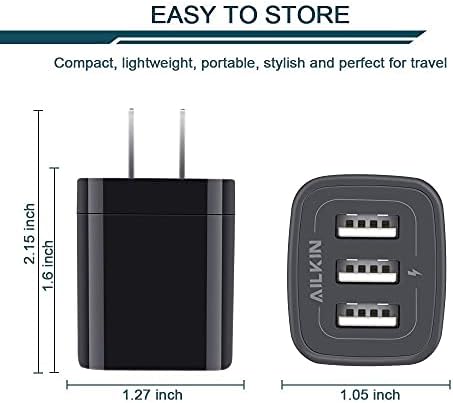AILKIN 3.1 A Multi-Port USB Charging Cube – High-Speed Wall Charger for i Phone 15/14/13/12 Pro Max & Samsung Devices – Compact Power Adapter with 3 USB Ports for Simultaneous Fast Charging – Ideal for Home & Travel Use