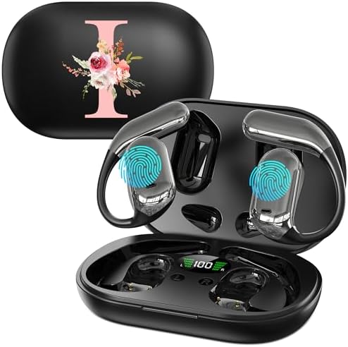 Floral Initial Personalized Wireless Earbuds with Advanced AI Language Translation – Premium Noise Cancelling Bluetooth Headphones for Stylish Communication – Ideal Mother’s Day Gift for Tech Enthusiasts and Culture Lovers