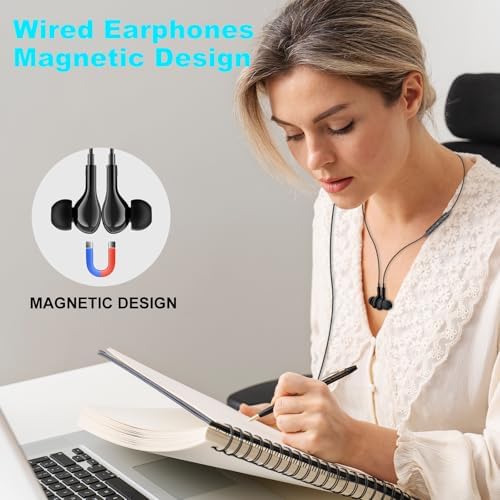 Premium USB C Earbuds for i Phone 16 & Samsung Galaxy Series – High-Fidelity Noise Cancelling Wired Headphones with Built-in Mic for Pixel 9 & One Plus 12 – Sleek Black Design for Ultimate Comfort and Clarity – Perfect for Music & Calls