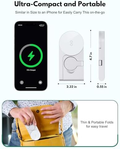 Compact 3-in-1 Wireless Charging Station for Apple Devices – Ultra-Fast 15 W Mag Safe Charger with Foldable Design, Ideal for Travel, Office, and Home Use – Certified Apple Watch Fast Charging Ready with Smart Chip Technology for Safe Power Delivery and Efficient Heat Dissipation – Complete Charging Kit with USB-C Adapter Included