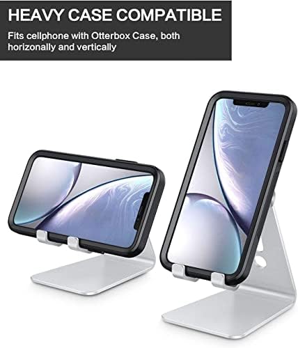 OMOTON Adjustable Cell Phone Stand, C2 Aluminum Desktop Phone Holder Dock Compatible with iPhone 15 14 13 Xs XR 8 Plus 7 6, Samsung Galaxy, Google Pixel, Android Phones – Enhanced Compatibility and Speed