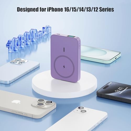 Advanced Magnetic Wireless Power Bank – 10800 m Ah Portable Charger with Foldable Stand, LED Battery Indicator, and 25 W Fast Charging for i Phone 16/15/14/13/12 Pro/Pro Max/Plus – Ultimate Compatibility and Convenience