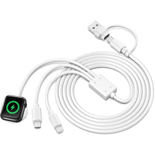Advanced 3-in-2 Multi Charging Cable for Apple Watch & Galaxy S23 – Premium Fast USB C/A Charger, 4-Foot Length, Perfect for Ultra/Series 10-2, Ultimate Convenience for Tech-Savvy Professionals and Travelers