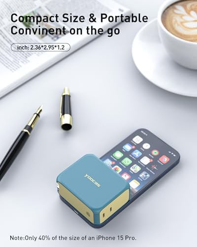 2-in-1 Hybrid Power Bank & Ga N Charger | 5000 m Ah Portable Fast Charging Solution | 20 W USB-C Dual Ports for Mac Book, Dell, i Phone, Samsung, Switch | Stylish Lake Azure & Goose Yellow Design | Ultimate Device Compatibility & Efficiency