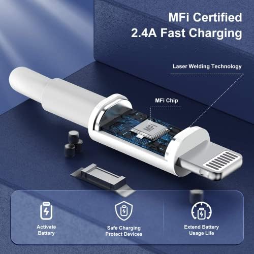 3 Pack 10 FT Apple MFi Certified Lightning to USB Charging Cables for i Phone 12/11/10/X/XR/8 – Fast, Durable, and Flexible Charging Solution for Enhanced Device Usability and Performance