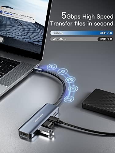 Transform Your Tech Experience with the Dockteck 7-in-1 USB C Hub Multiport Adapter – Ultimate 4 K HDMI, High-Speed Ethernet, 100 W PD Charging, Dual USB 3.0 Ports & SD/TF Card Reader for Mac Book, i Pad, HP, Dell XPS & More – Perfect for Seamless Connectivity and Enhanced Productivity!