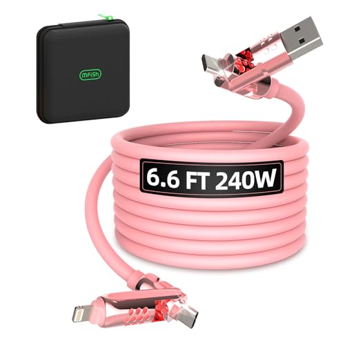 Versatile 4-in-1 USB C Charging Cable – 6.6 Ft Type C to Type C, 240 W Rapid Charger for i Phone 16/15/14 Pro Max, i Pad, Mac Book Pro/Air, and Laptops – Durable Multi-Device Charger with USB-A for Enhanced Compatibility and Speed