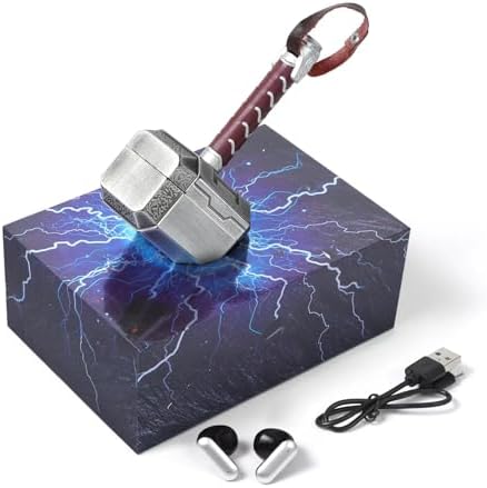 Thor Hammer-Inspired Bluetooth 5.3 Wireless Earbuds – Premium Waterproof Headphones with Innovative Charging Case for Music Enthusiasts – Lightweight, Durable, and the Ultimate Novelty Gift for Active Lifestyles and Audiophiles