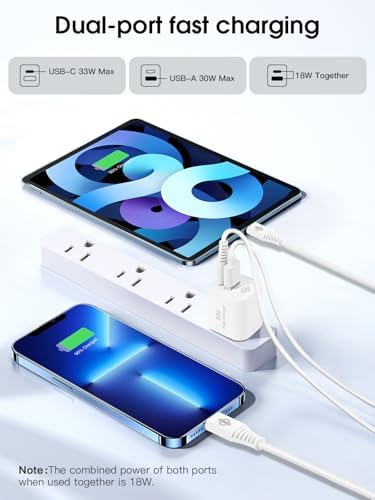 30 W Ga N Dual Port USB-C Wall Charger – Ultra-Compact Fast Charging Adapter for i Phone 16/15/14, i Pad, Galaxy & Pixel – Reliable Power Solution with Advanced Safety Features for Home, Office & Travel Convenience