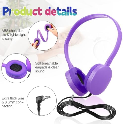 Elevate Classroom Engagement with Konohan Kids Headphones – Bulk 18-Pack Adjustable Wired Earphones for Students, Teens, and Adults, Offering Universal 3.5 mm Compatibility and Superior Sound Quality – Durable and Comfortable for All Learning Environments