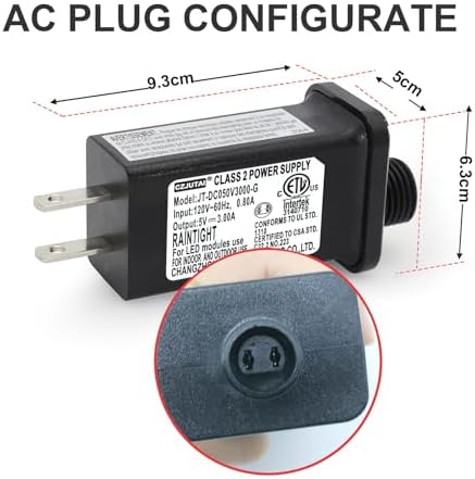 Versatile Low Voltage LED Driver CZJUTAI JT-DC050 V1000 | Weatherproof IP44 Power Adapter for Fairy Lights, Projector Lighting, and String Light Applications | Enhanced US/CA Plug Compatibility for Reliable Performance and Easy Setup