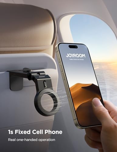 JOYROOM 2 Pack Airplane Phone Holder, Hands-Free Airplane Phone Mount, Airplane Essentials Phone Stand for iPhone 15 Pro Max 14 13 12, and Magsafe Case – Enhanced Compatibility and Speed