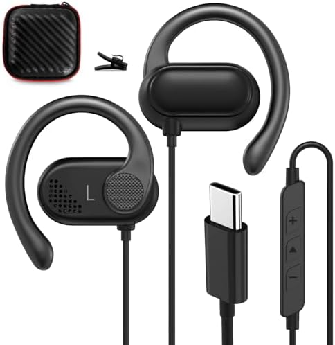 Unleash Superior Sound with Open Ear Wired Headphones for Samsung Galaxy S Series & i Phone 16 – USB Type C Earbuds Featuring Crystal-Clear Mic, Comfortable Fit, and Enhanced Audio for Daily Use, Exercise, and Gaming – Perfect for Music Lovers & Professionals