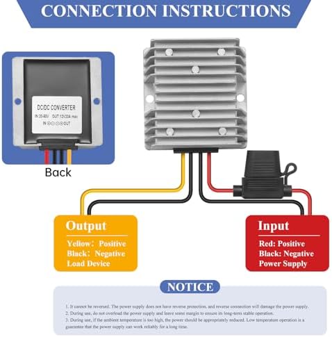 High-Efficiency Waterproof DC/DC Buck Converter: Versatile 20-90 V to 12 V Voltage Regulator for Automotive LED Systems and Heavy-Duty Applications – 20 A Output, 240 W Power Capacity for Reliable Performance in Challenging Environments
