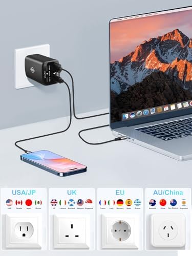 PDMAX 70 W USB C Travel Charger – Ultimate Fast Charging Adapter for Global Adventures, Compatible with PD 3.0 & PPS, Compact International Power Solution for Europe, UK, Japan, and Beyond – Reliable Performance for All Devices