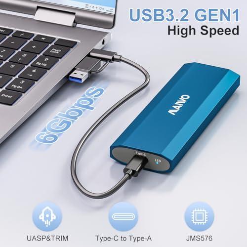 Transform Your M.2 SSD into a High-Speed External Drive with the MAIWO USB 3.2 Gen1 Type-C Aluminum Enclosure – Ultimate Compatibility for B Key & B+M Key SSDs, Effortless Plug-and-Play Setup, and Superior Heat Dissipation for Optimal Performance