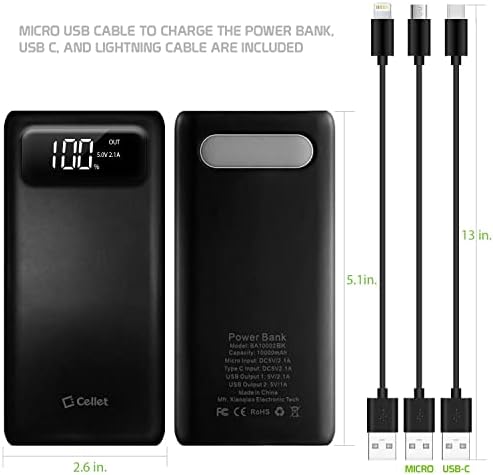 Ultra-Fast 10000 m Ah Portable Power Bank with Dual USB Ports – Universal Charger for Quick Device Replenishment – Lightweight & Compact Power Solution with Included USB Cables (Black) – Optimal Compatibility for On-the-Go Charging