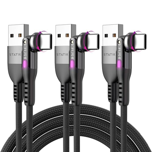 Statik Power Pivot 12 W USB-C Cable – 6 FT Right-Angle Design with 360-Degree Rotating Head for Seamless Charging & Data Transfer, Ideal for Home & Office Setup, Compatible with Smartphones, Tablets, and Laptops, Premium Durability & Flexibility for Enhanced Convenience and Performance