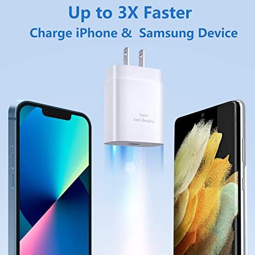 Ultra-Fast 25 W Type C Wall Charger Pack for Samsung Galaxy S25, S24+, S23, S22, S21 Ultra & More – 3-Pack USB C Power Adapter with Enhanced Compatibility for Galaxy A Series, Note 20, and Watch 5 – Speed Meets Safety and Portability