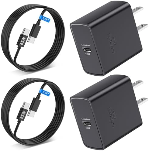 Looptimo 45 W Ga N Super Fast USB-C Charger for Samsung Galaxy S25 Series – Dual 6.6 FT Cables Included for Ultimate Convenience and Compatibility – High-Efficiency Type-C Adapter for Rapid Charging on All Devices – Compact, Durable Design for Travel and Home Use – Enhanced Safety Features for Worry-Free Power Delivery