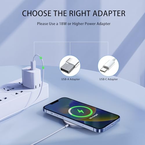 Mag Safe Charger 2 Pack – 15 W Magnetic Wireless Fast Charging Pads for i Phone 16/15/14/13/12 & Air Pods – Slim, Portable Design with Durable Aluminum Alloy – Quick USB-C/A Compatibility – Stylish Silver Finish for Ultimate Convenience and Efficiency