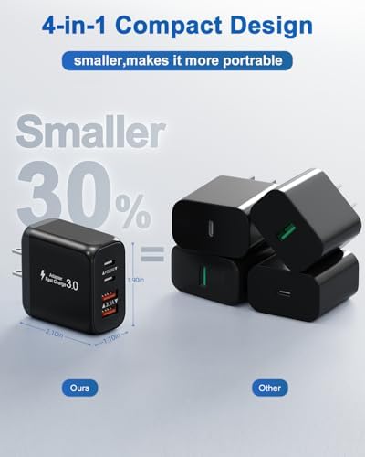 40 W USB C Fast Charger Block – Dual Pack 4-Port Power Delivery Wall Plug with Quick Charge 3.0 for i Phone 16/15/14/13/12/11 Pro Max, Samsung Galaxy & More – High-Speed Multi-Device Charging Solution – Ideal for Home, Office & Travel