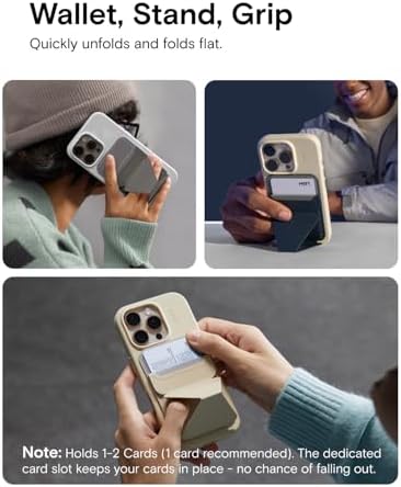 MOFT MagSafe Wallet for iPhone 15/14/13/12 Series, Strong Magnetic Phone Card Holder Fit 2 Cards & 3 Viewing Angles & Stain-Resistant Vegan Leather Phone Stand, Maple – Enhanced Compatibility and Speed