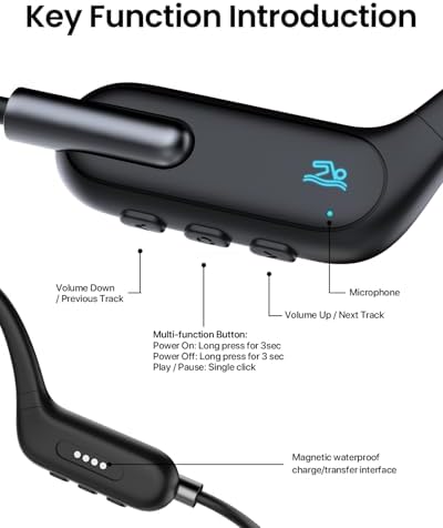 Revolutionary IPX8 Waterproof Bone Conduction Headphones with 32 GB Built-In MP3 Player – Bluetooth 5.3 Wireless Open-Ear Design for Seamless Swimming, Running, and Cycling – Unrivaled Comfort and Superior Sound for Active Lifestyles