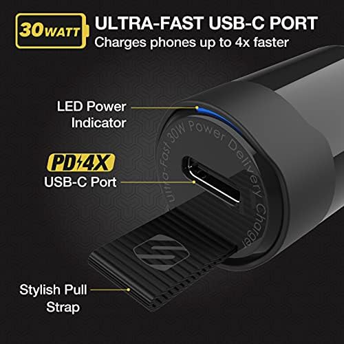 Scosche M Power Volt 40 W Dual Port USB-C Car Charger – Fast Charging Adapter for i Phone, Galaxy & All USB-C Devices, Flush Cigarette Lighter Design, Sleek & Compact Automotive Power Solution for On-the-Go Convenience